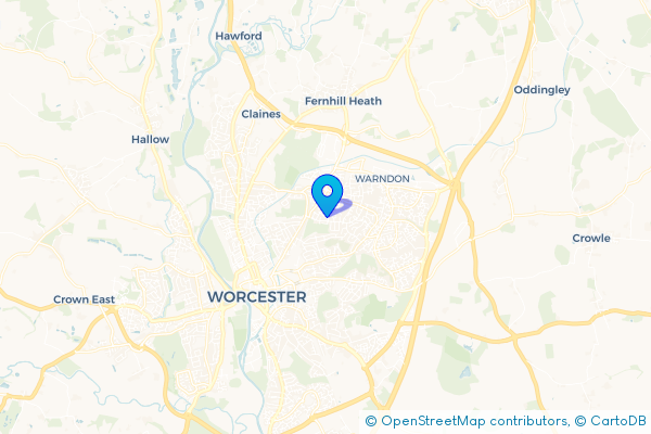 Minibus Hire route map for Brickfields, Worcestershire
