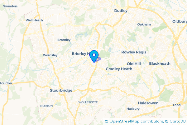 Minibus Hire route map for Brierley Hill, West Midlands