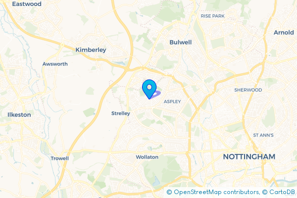 Minibus Hire route map for Broxtowe, Nottinghamshire