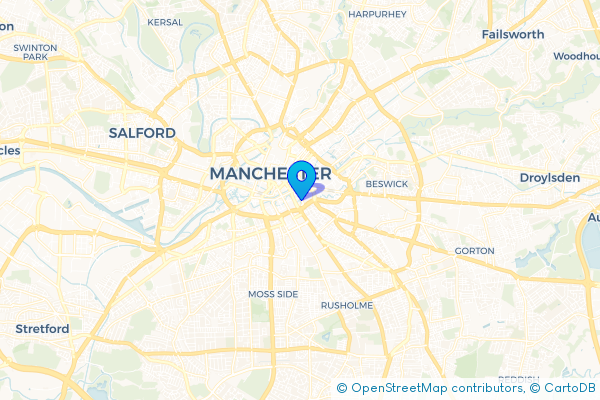 Minibus Hire route map for Brunswick, Greater Manchester