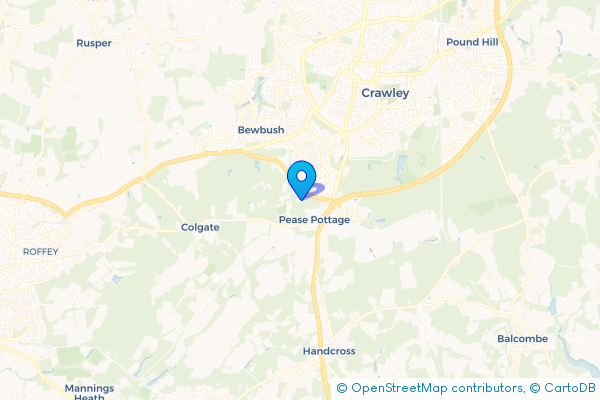 Minibus Hire route map for Buchan Hill, West Sussex
