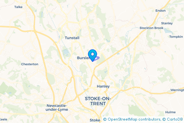 Minibus Hire route map for Burslem, Staffordshire