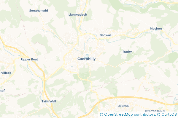 Minibus Hire route map for Caerphilly, Caerphilly