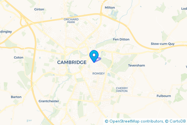 Minibus Hire route map for Cambridge, Cambridgeshire