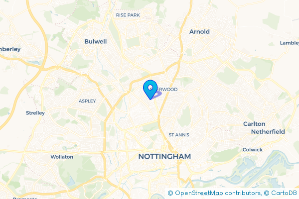 Minibus Hire route map for Carrington, Nottinghamshire