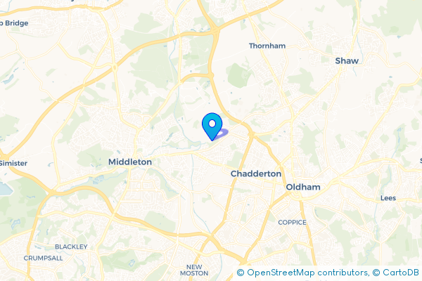 Minibus Hire route map for Chadderton Fold, Greater Manchester