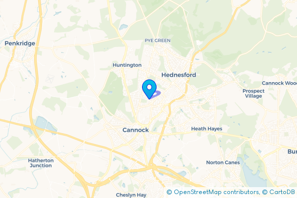 Minibus Hire route map for Chadsmoor, Staffordshire