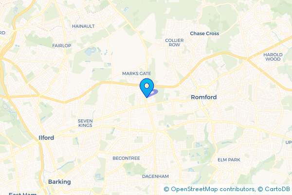 Minibus Hire route map for Chadwell Heath, Greater London