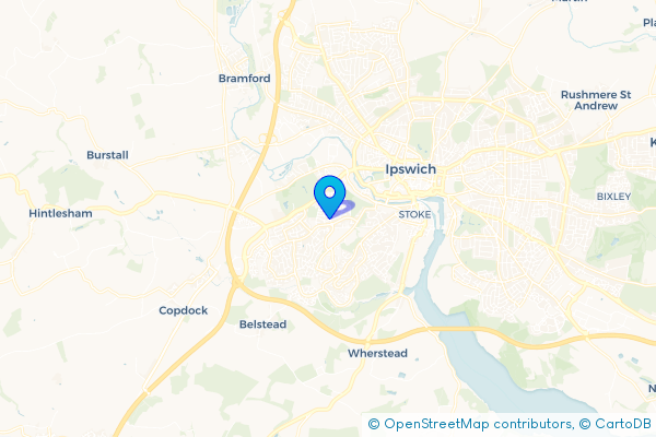 Minibus Hire route map for Chantry, Suffolk