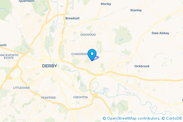 Minibus Hire route map for Cherrytree Hill, Derbyshire