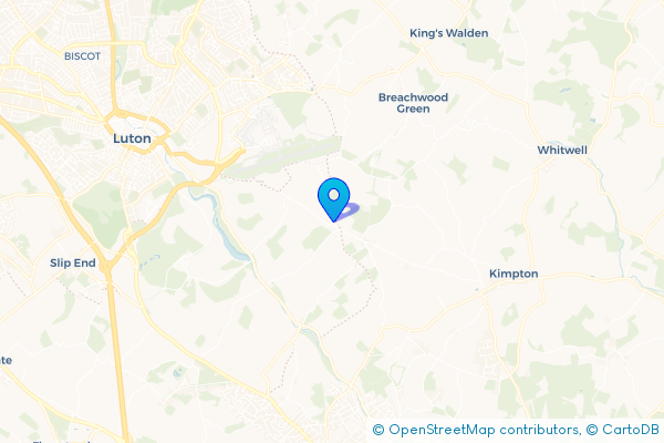 Minibus Hire route map for Chiltern Green, Bedfordshire