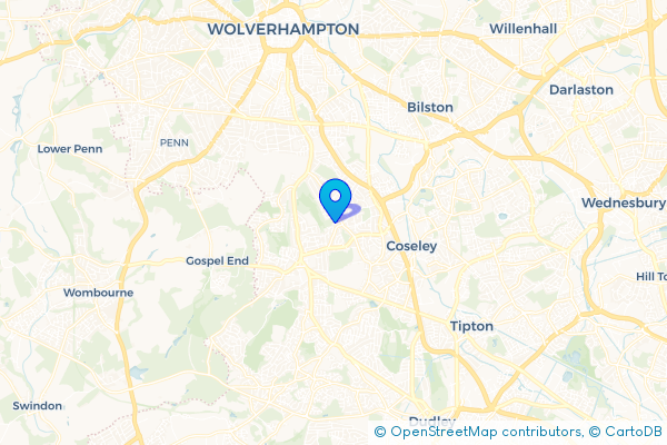 Minibus Hire route map for Cinder Hill, West Midlands