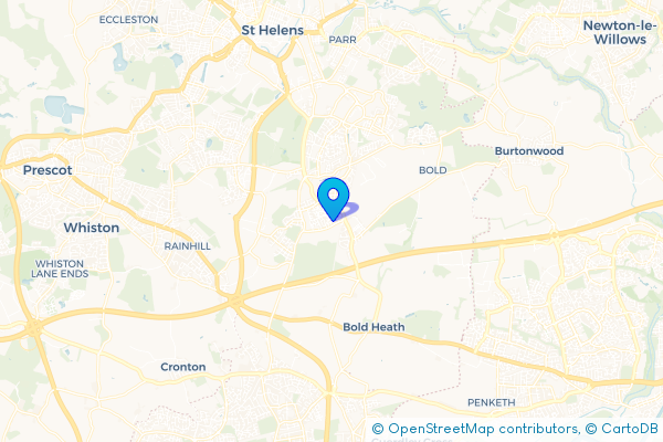 Minibus Hire route map for Clock Face, Merseyside