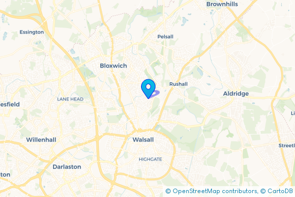 Minibus Hire route map for Coal Pool, West Midlands