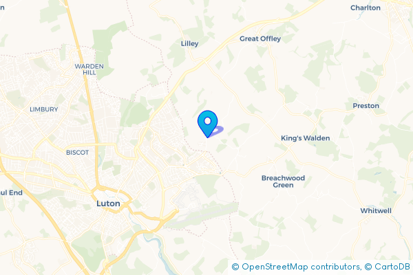 Minibus Hire route map for Cockernhoe, Hertfordshire