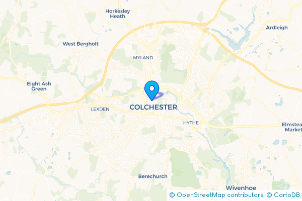 Minibus Hire route map for Colchester, Essex