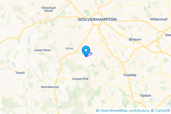 Minibus Hire route map for Colton Hills, West Midlands