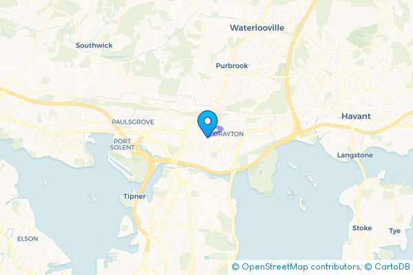 Minibus Hire route map for Cosham, Hampshire