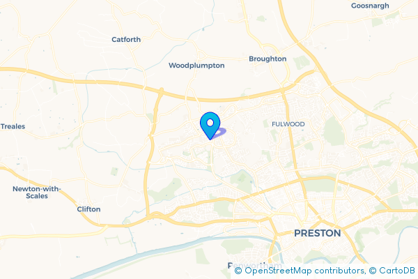 Minibus Hire route map for Cottam, Lancashire