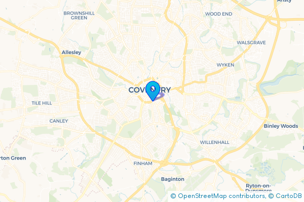Minibus Hire route map for Coventry, West Midlands