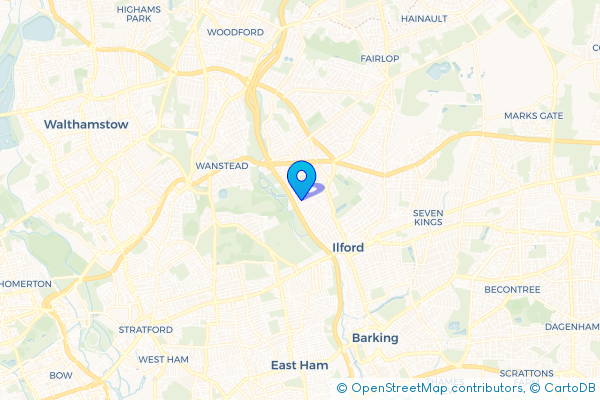 Minibus Hire route map for Cranbrook, Greater London