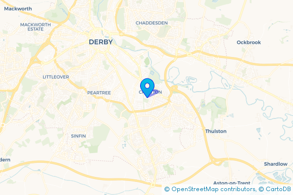 Minibus Hire route map for Crewton, Derbyshire