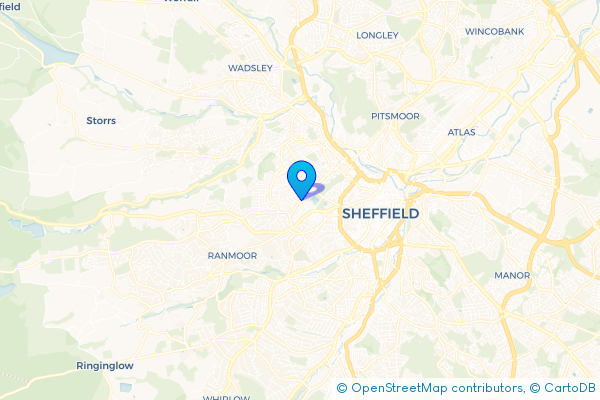 Minibus Hire route map for Crookesmoor, South Yorkshire