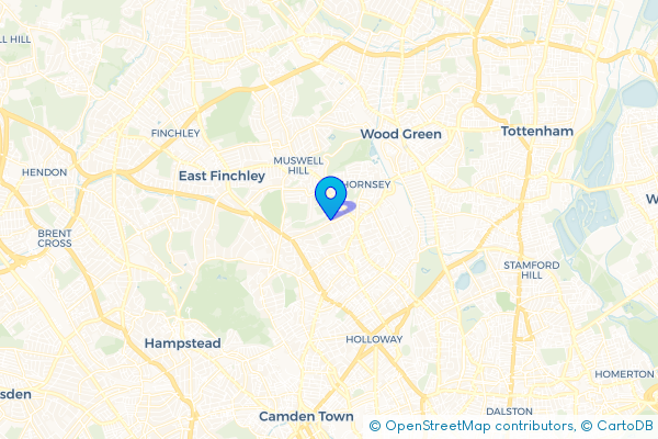 Minibus Hire route map for Crouch End, Greater London