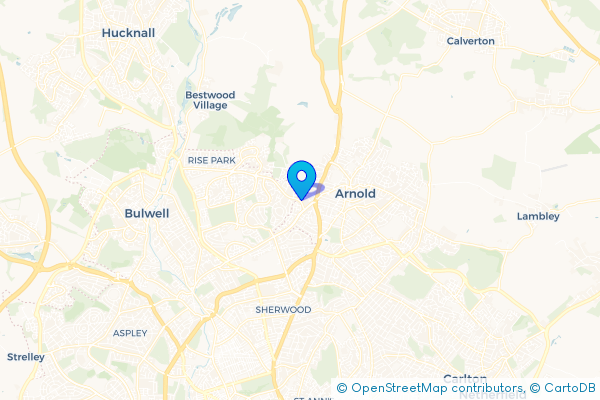 Minibus Hire route map for Daybrook, Nottinghamshire