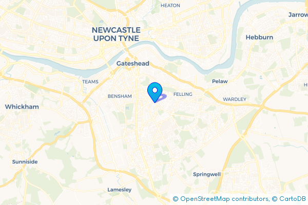 Minibus Hire route map for Deckham, Tyne and Wear