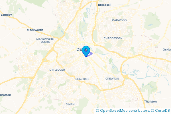 Minibus Hire route map for Derby, Derbyshire