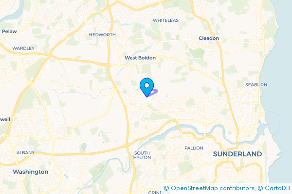 Minibus Hire route map for Downhill, Tyne and Wear