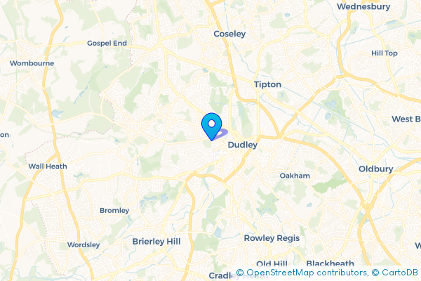 Minibus Hire route map for Dudley, West Midlands