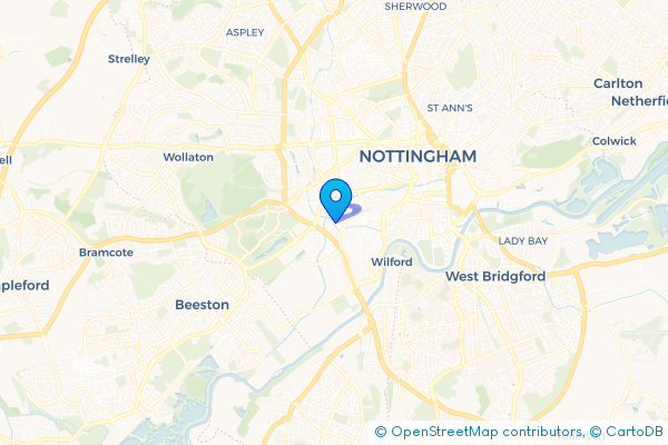 Minibus Hire route map for Dunkirk, Nottinghamshire