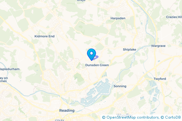 Minibus Hire route map for Dunsden Green, Oxfordshire