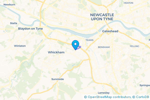 Minibus Hire route map for Dunston Hill, Tyne and Wear