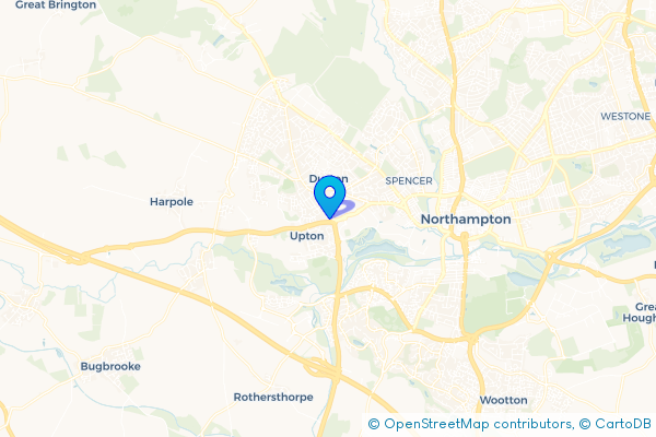 Minibus Hire route map for Duston, Northamptonshire