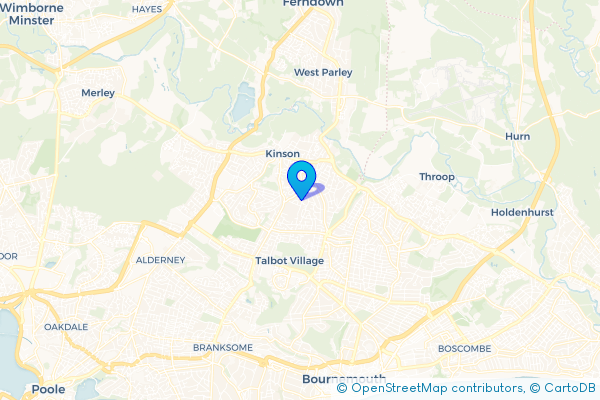 Minibus Hire route map for East Howe, Dorset
