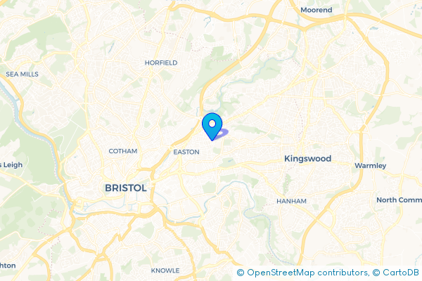 Minibus Hire route map for Easton, Bristol
