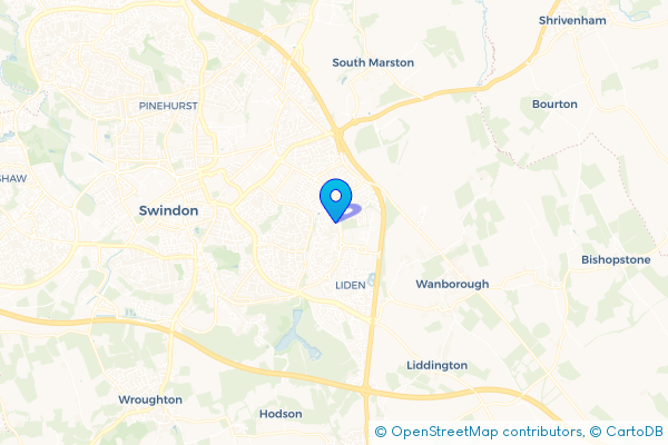 Minibus Hire route map for Eldene, Wiltshire