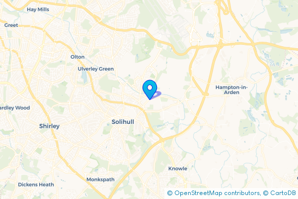 Minibus Hire route map for Elmdon Heath, West Midlands