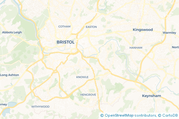 Minibus Hire route map for Arno's Vale, Bristol