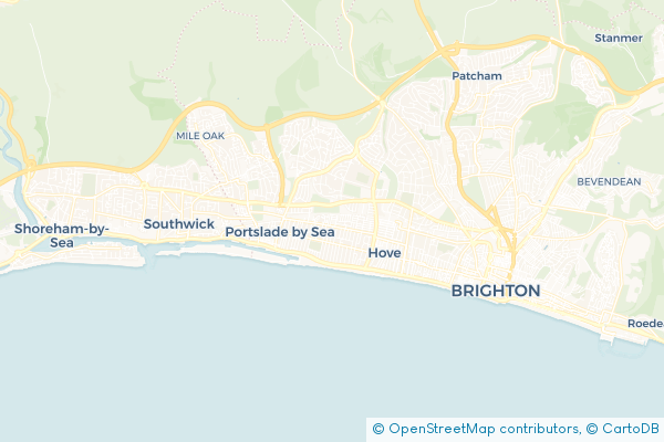 Minibus Hire route map for Aldrington, East Sussex