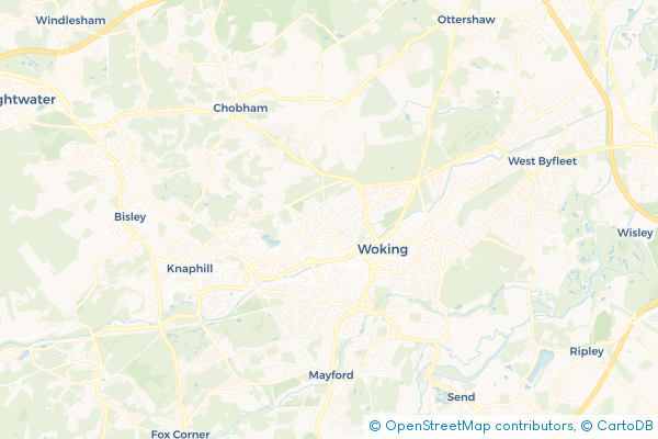 Minibus Hire route map for Horsell, Surrey