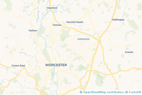 Minibus Hire route map for Brickfields, Worcestershire