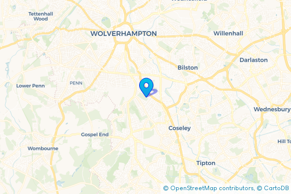 Minibus Hire route map for Ettingshall Park, West Midlands