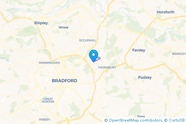 Minibus Hire route map for Fagley, West Yorkshire