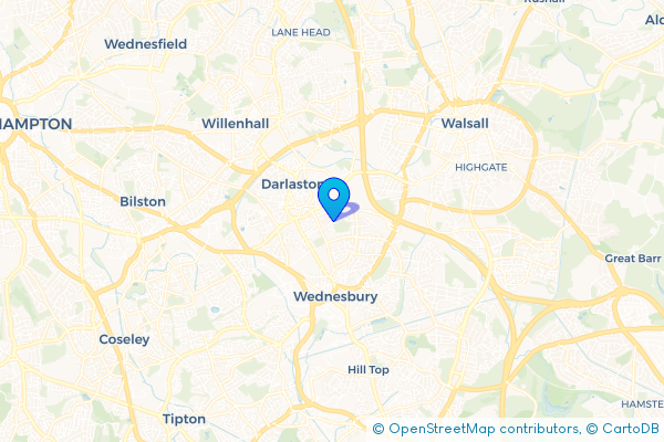 Minibus Hire route map for Fallings Heath, West Midlands
