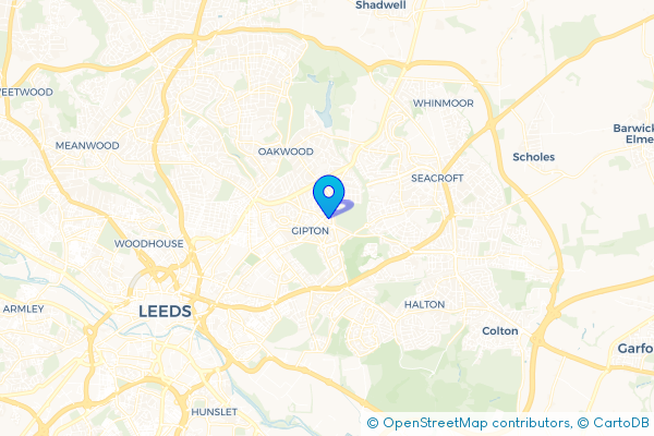 Minibus Hire route map for Fearnville, West Yorkshire
