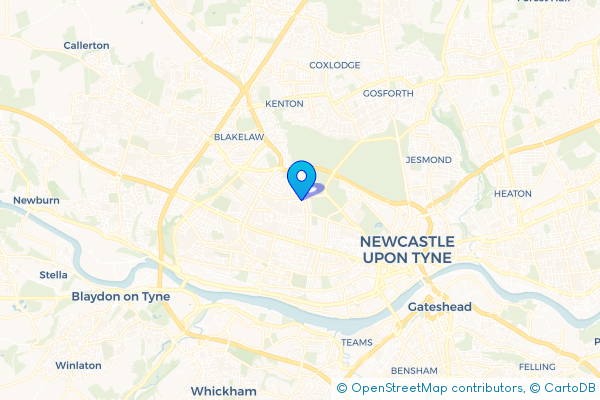 Minibus Hire route map for Fenham, Tyne and Wear
